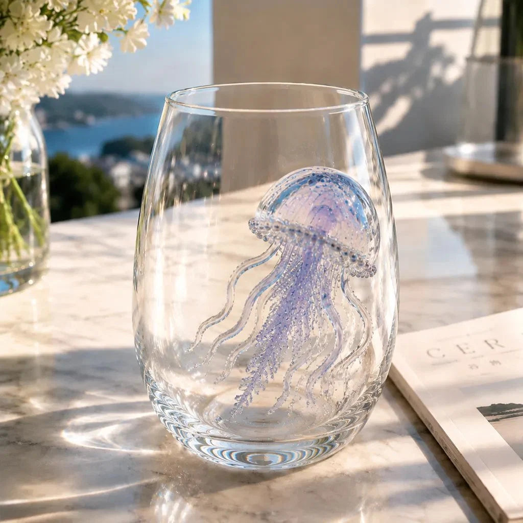 Drinking Glass Handcrafted 3D Sea Creature Motif
