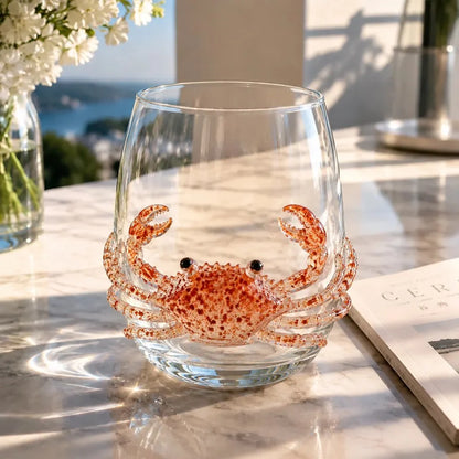 Drinking Glass Handcrafted 3D Sea Creature Motif