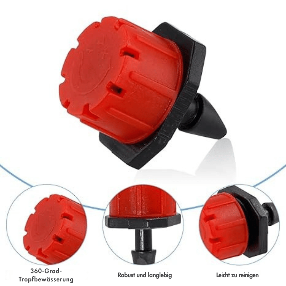 Drip Irrigation Emitters Adjustable Flow Self-Cleaning Fits 4–7mm Tubing
