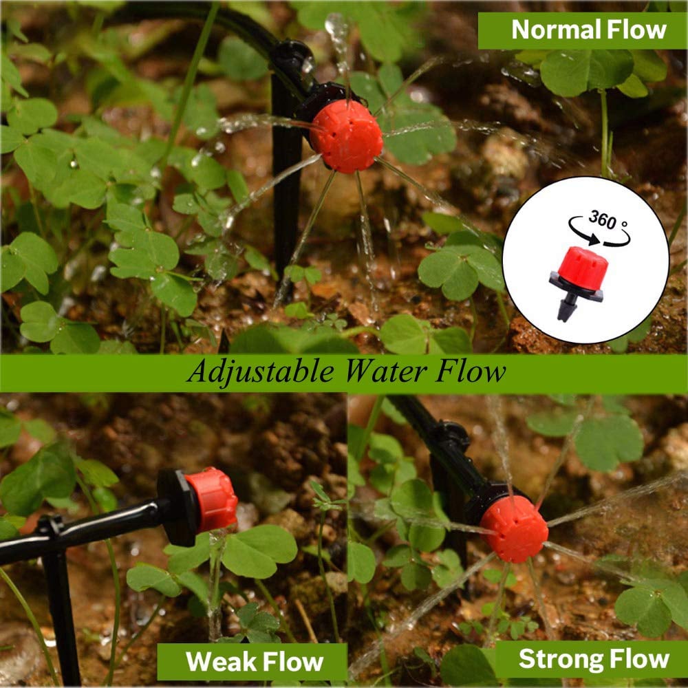 Drip Irrigation Emitters Adjustable Flow Self-Cleaning Fits 4–7mm Tubing