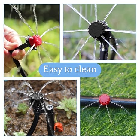 Drip Irrigation Emitters Adjustable Flow Self-Cleaning Fits 4–7mm Tubing