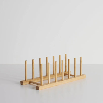 Drying Rack Bamboo Vertical Holds 7 Bags & Lids