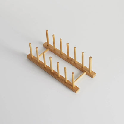 Drying Rack Bamboo Vertical Holds 7 Bags & Lids