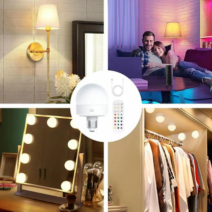 E27 LED Bulb Rechargeable RGB Remote Control