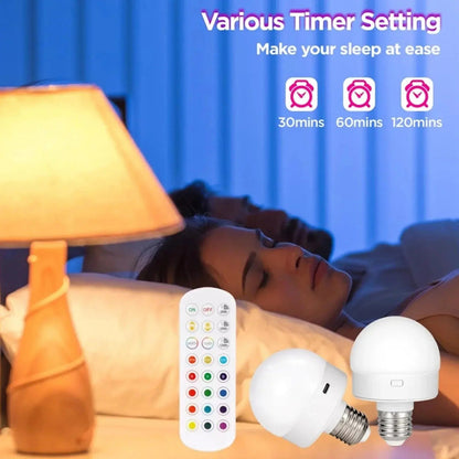 E27 LED Bulb Rechargeable RGB Remote Control