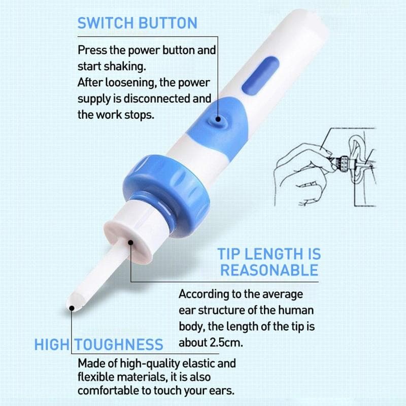 Ear Cleaner Electric Vibration & Vacuum Soft Silicone Tip