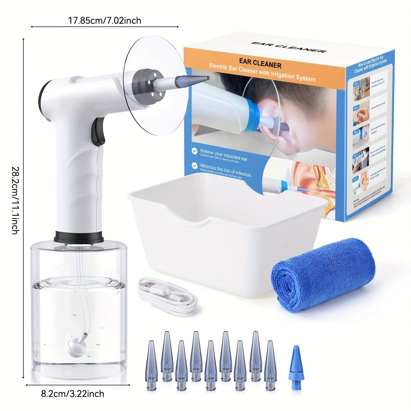 Ear Cleaning Kit Gentle Flushing USB Rechargeable LED Light