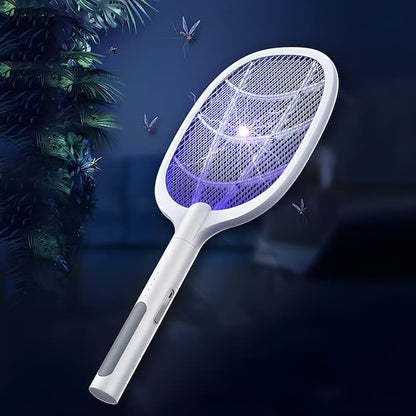 Electric Fly Swatter Dual-Mode LED Trap & Zapper USB Rechargeable