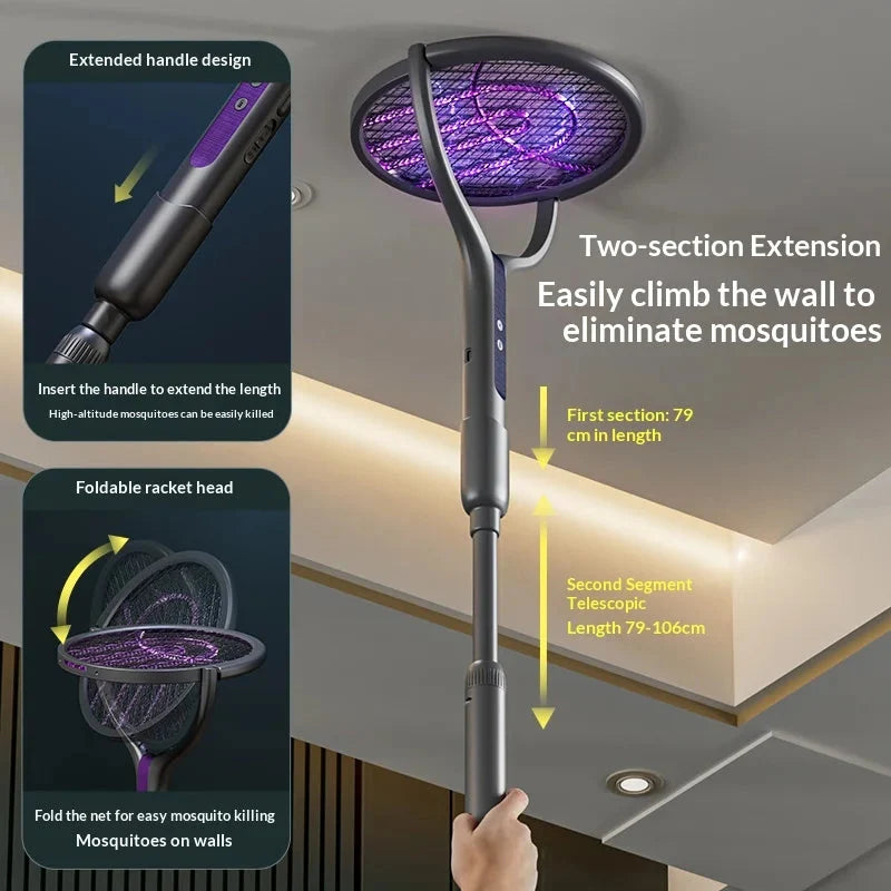 Electric Fly Swatter USB Rechargeable Rotating Head