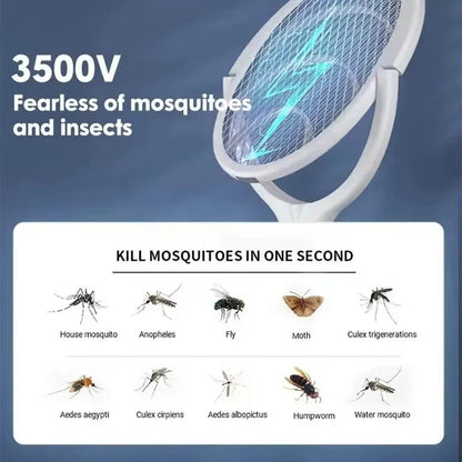 Electric Fly Swatter UV Light Foldable Head USB Rechargeable