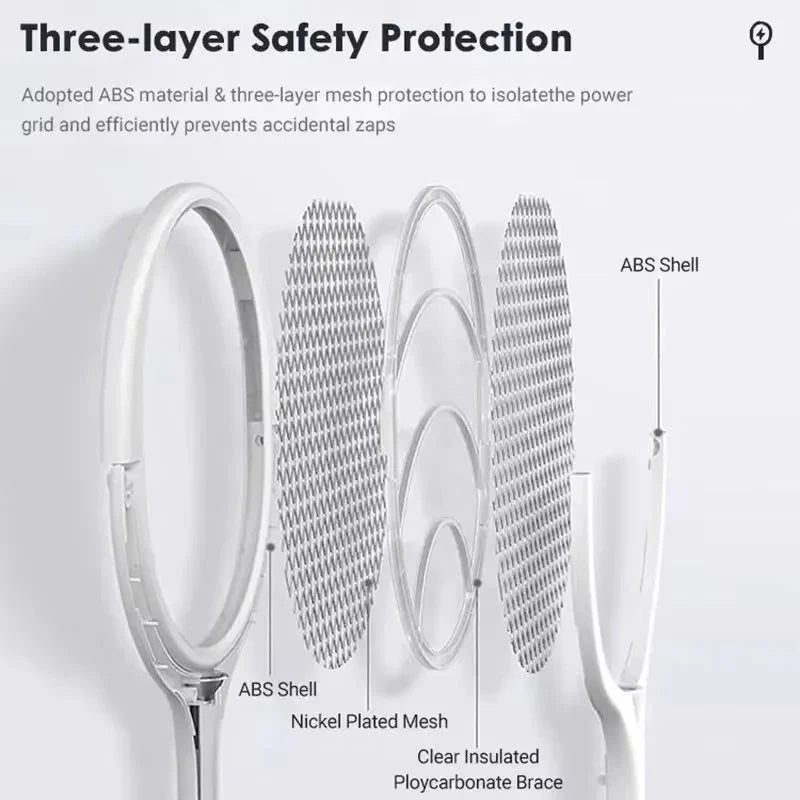 Electric Fly Swatter UV Light Foldable Head USB Rechargeable