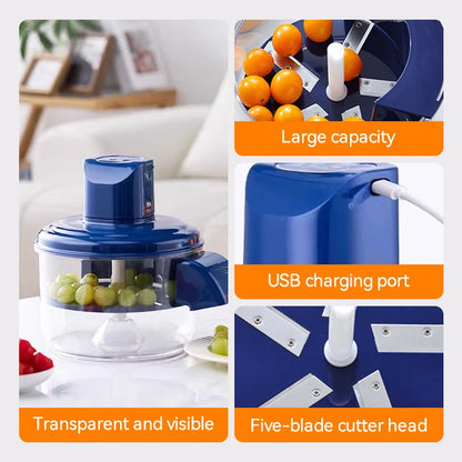 Electric Food Chopper USB Rechargeable 5-Blade Stainless Steel