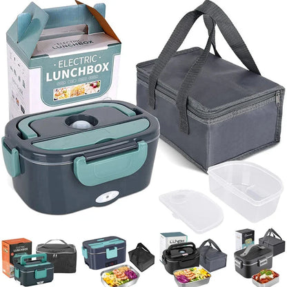 Electric Lunchbox Stainless Steel EU Plug & Car Adapter
