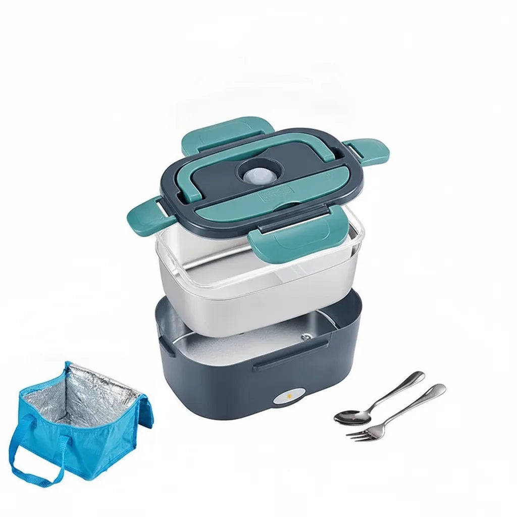 Electric Lunchbox Stainless Steel EU Plug & Car Adapter