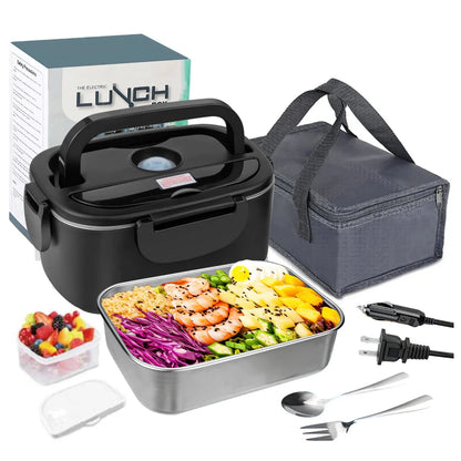 Electric Lunchbox Stainless Steel EU Plug & Car Adapter