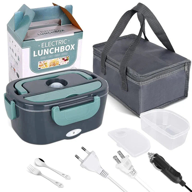 Electric Lunchbox Stainless Steel EU Plug & Car Adapter