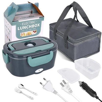 Electric Lunchbox Stainless Steel EU Plug & Car Adapter