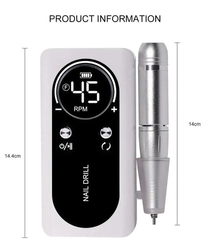 Electric Nail Drill USB-C Rechargeable 45,000 RPM