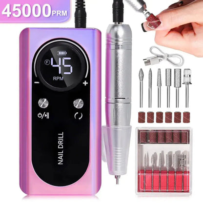 Electric Nail Drill USB-C Rechargeable 45,000 RPM