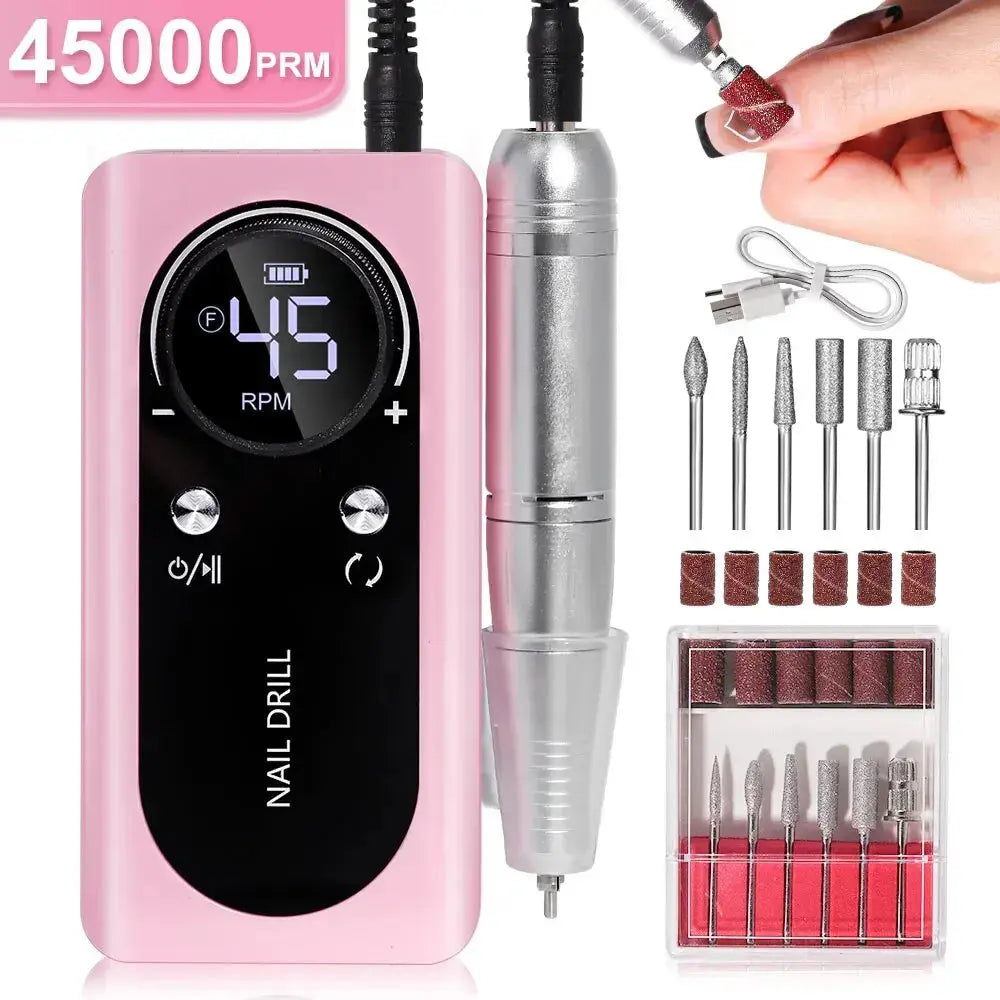 Electric Nail Drill USB-C Rechargeable 45,000 RPM