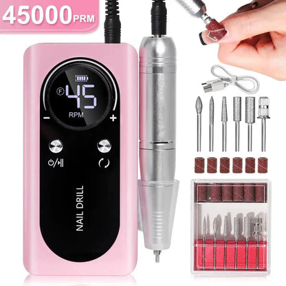 Electric Nail Drill USB-C Rechargeable 45,000 RPM