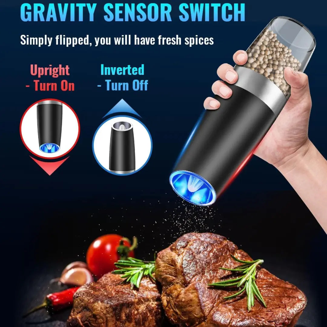 Electric Salt & Pepper Mills Gravity Activated USB Rechargeable