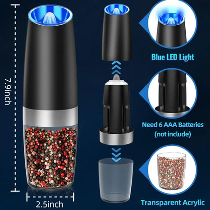 Electric Salt & Pepper Mills Gravity Activated USB Rechargeable