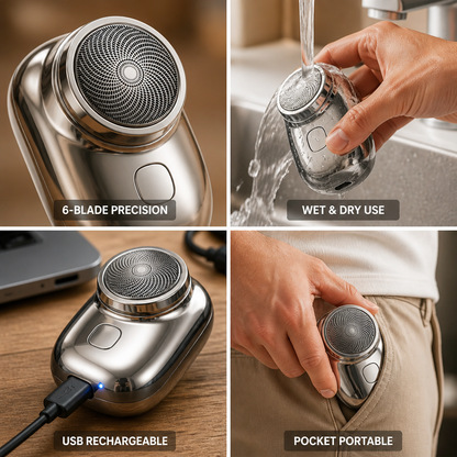 Electric Shaver 6-Blade Stainless Steel USB Rechargeable