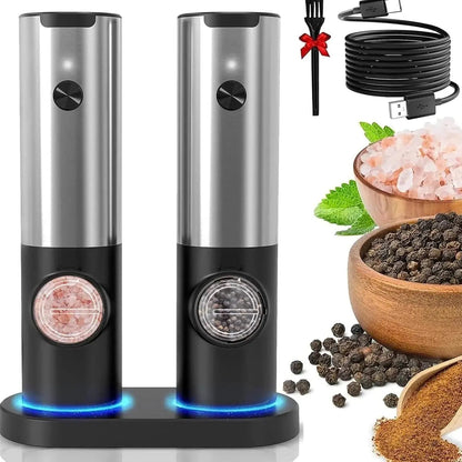Electric Spice Grinder Set 5 Grind Levels USB-C Rechargeable