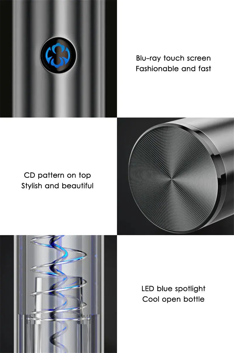 Electric Wine Opener One-Button Cordless Built-In Foil Cutter & Stopper