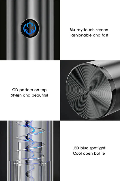 Electric Wine Opener One-Button Cordless Built-In Foil Cutter & Stopper