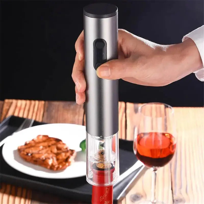 Electric Wine Opener One-Button Cordless Built-In Foil Cutter & Stopper