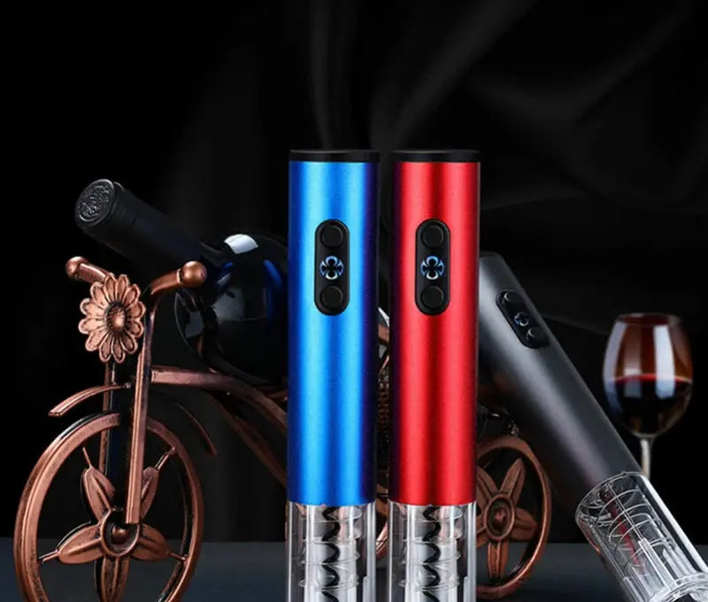 Electric Wine Opener One-Button Cordless Built-In Foil Cutter & Stopper