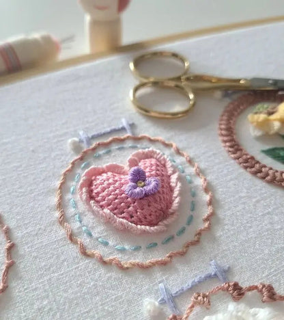 Embroidery Kit Printed Linen 12 Flower Designs