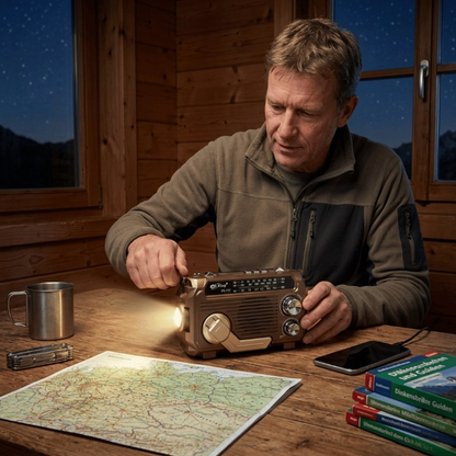 Emergency Radio Solar & Hand-Crank 1200mAh Battery