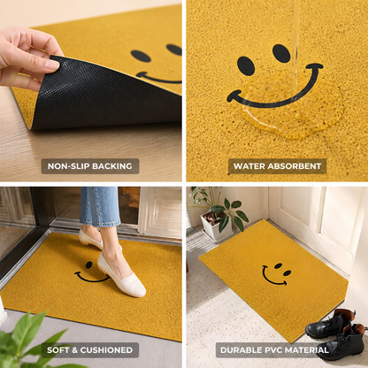Entryway Doormat Smiley Face Water-Absorbent Non-Slip Backing