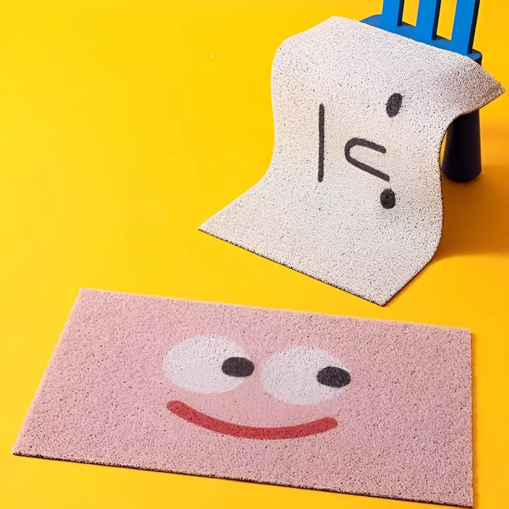 Entryway Doormat Smiley Print Non-Slip & Easy-Clean