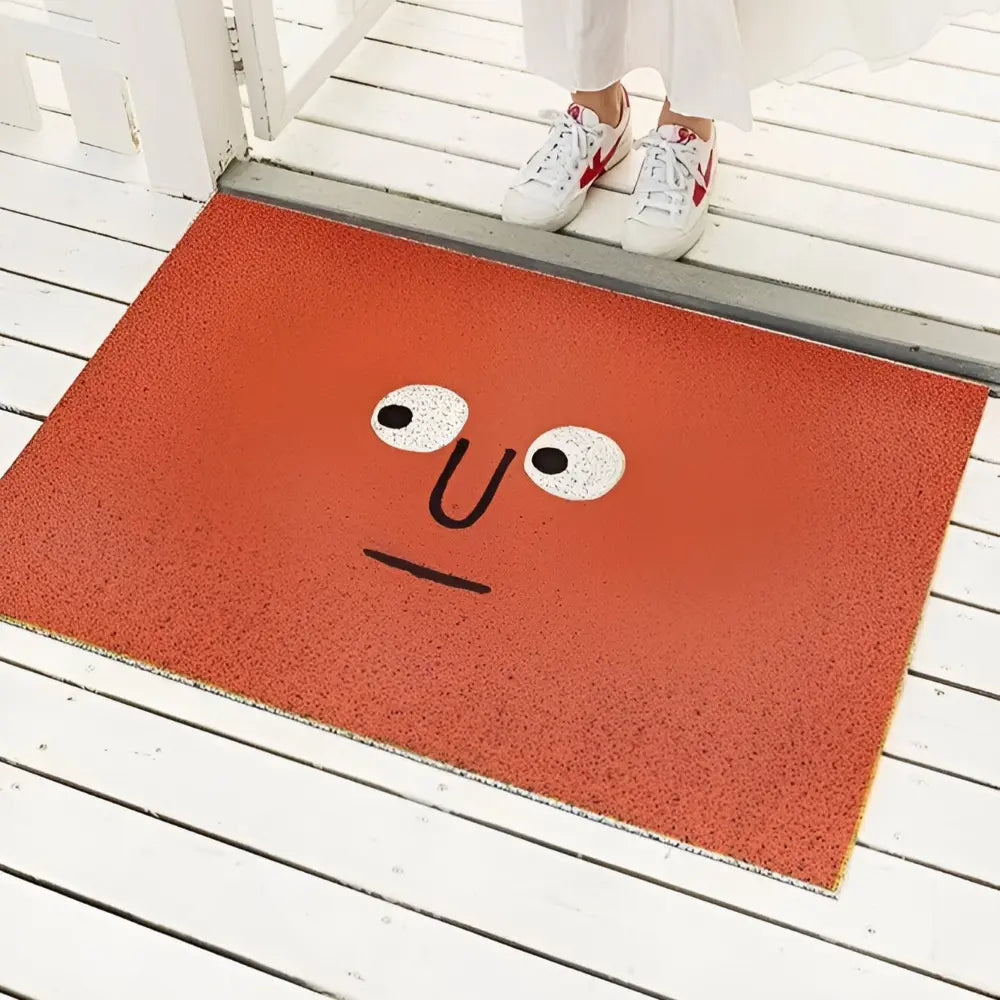 Entryway Doormat Smiley Print Non-Slip & Easy-Clean
