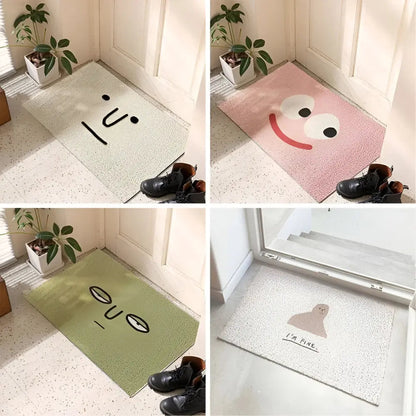 Entryway Doormat Smiley Print Non-Slip & Easy-Clean