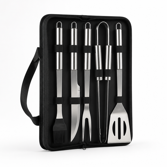 Extended Anti-Slip Stainless Steel Grill Utensil Set (Carrying Bag)
