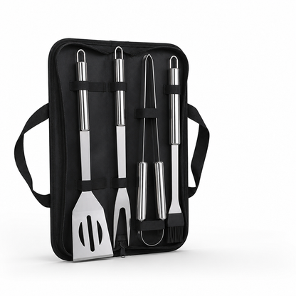 Extended Anti-Slip Stainless Steel Grill Utensil Set (Carrying Bag)