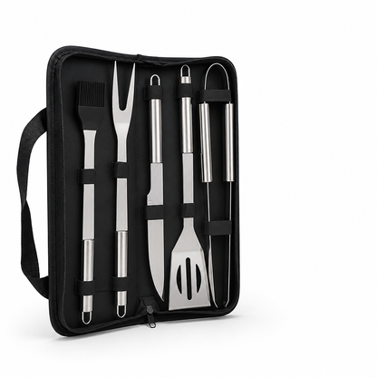 Extended Anti-Slip Stainless Steel Grill Utensil Set (Carrying Bag)