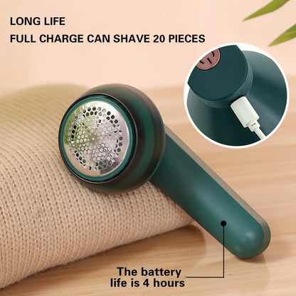 Fabric Shaver Cordless Rechargeable Stainless Steel Blades & Removable Collector
