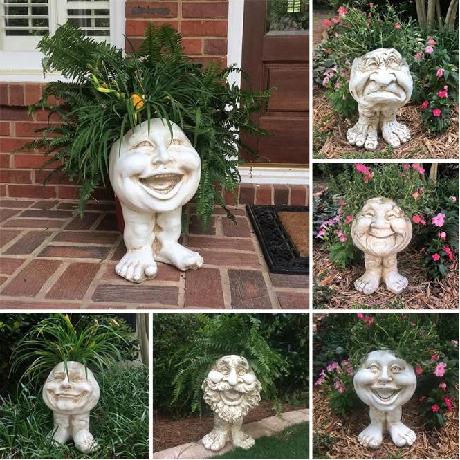 Face Planter Hand-Painted Resin Integrated Drainage UV-Resistant