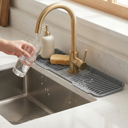 Faucet Drip Mat Grooved Drainage Heat-Resistant Silicone