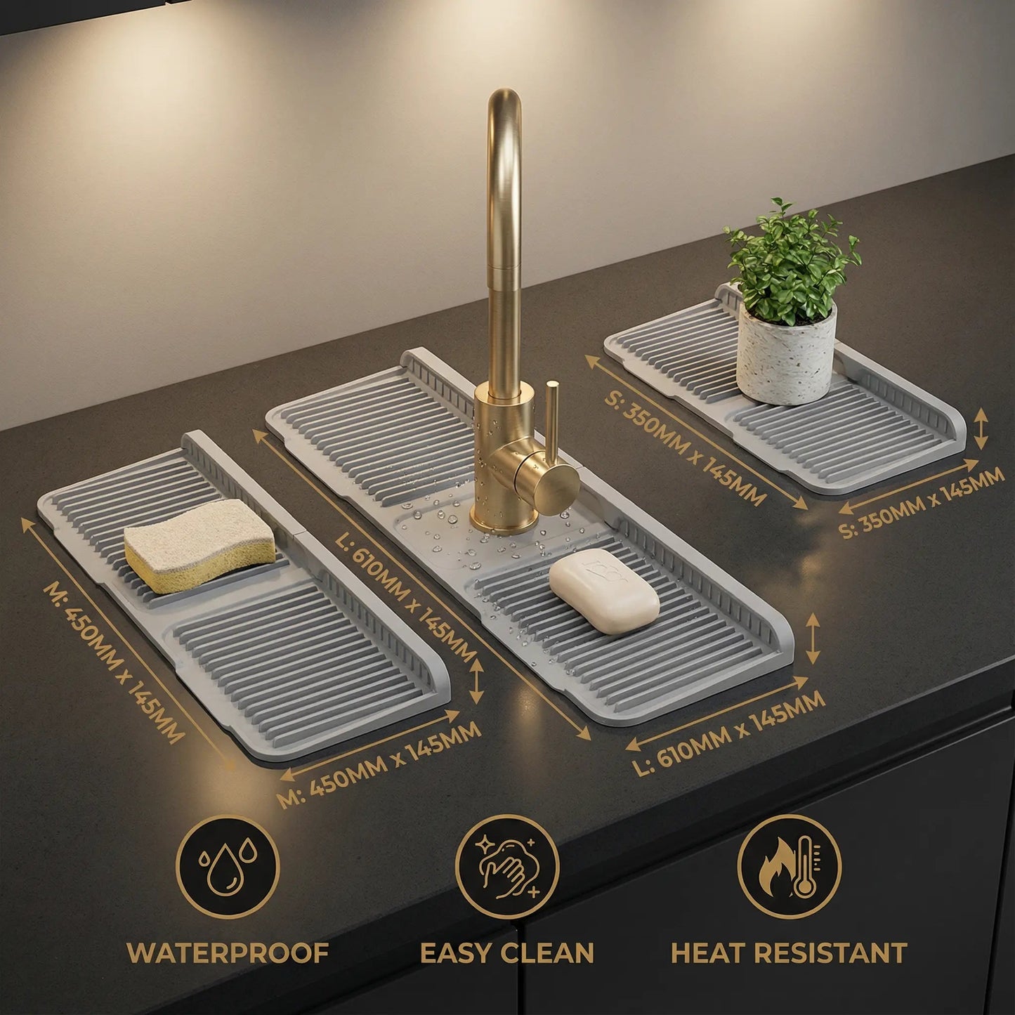 Faucet Drip Mat Grooved Drainage Heat-Resistant Silicone