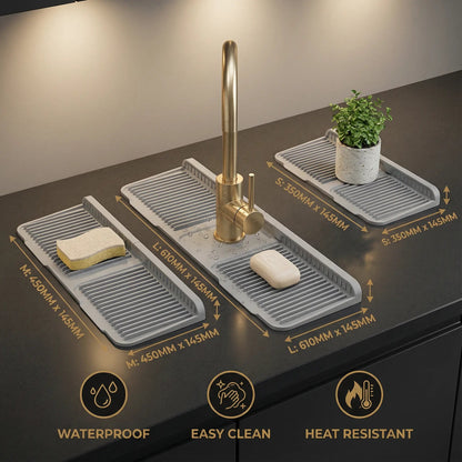 Faucet Drip Mat Grooved Drainage Heat-Resistant Silicone