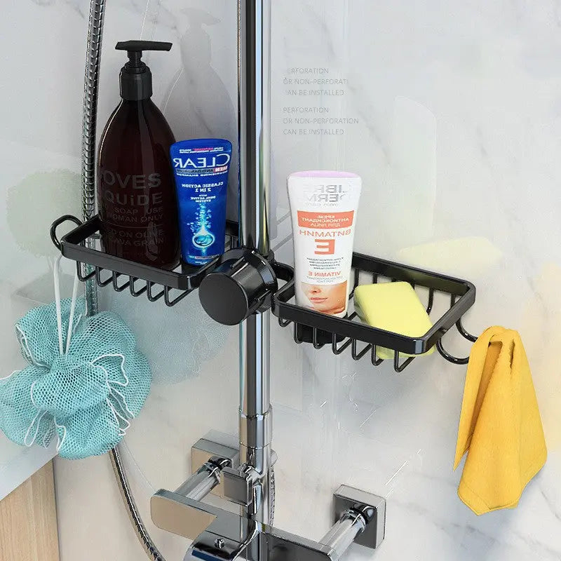 Faucet Organizer Clamp-On Two Baskets & Towel Bar