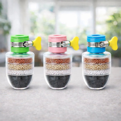Faucet Water Filter 5-Layer Activated Carbon Tool-Free Install