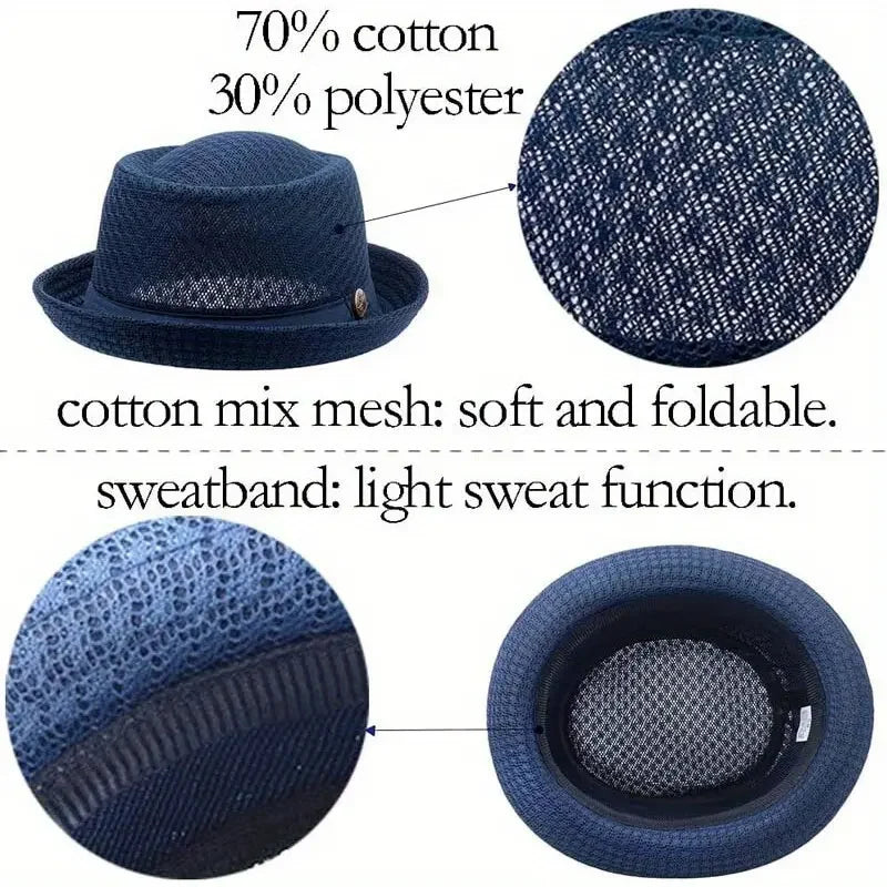 Fedora Hat Breathable Mesh Moisture-Wicking Band